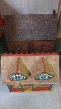 2 Wooden Handmade Dollhouses and contents
