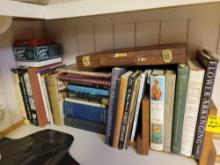 Group of early references books, cook books and games