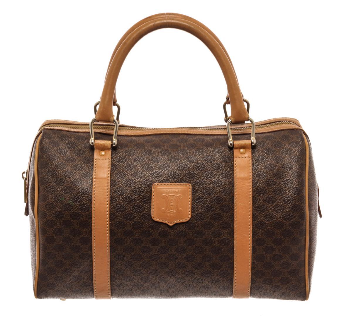 Celine Dark Brown Leather Macadam Travel Bag