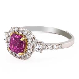 1.57 ctw Pink Sapphire and 0.37 ctw Diamond 18K White and Yellow Gold Ring