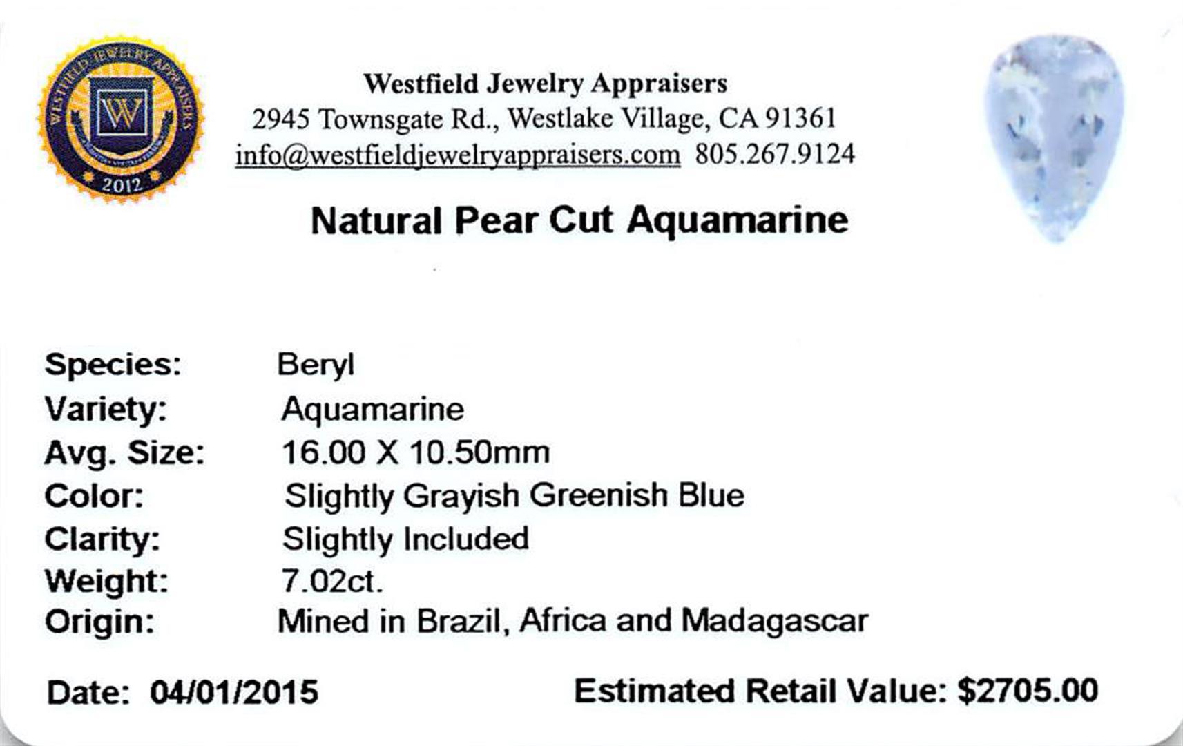 7.02 ctw Pear Aquamarine Parcel