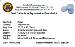 38.84 ctw Oval Cabochon Aquamarine Parcel