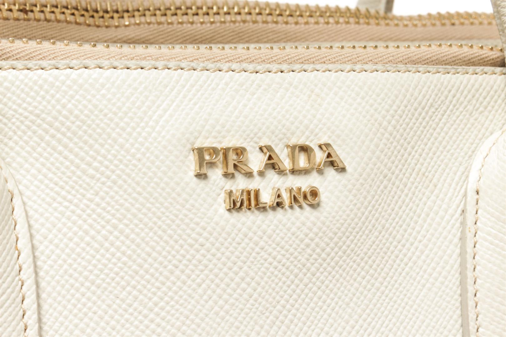 Prada White Leather Tote Bag