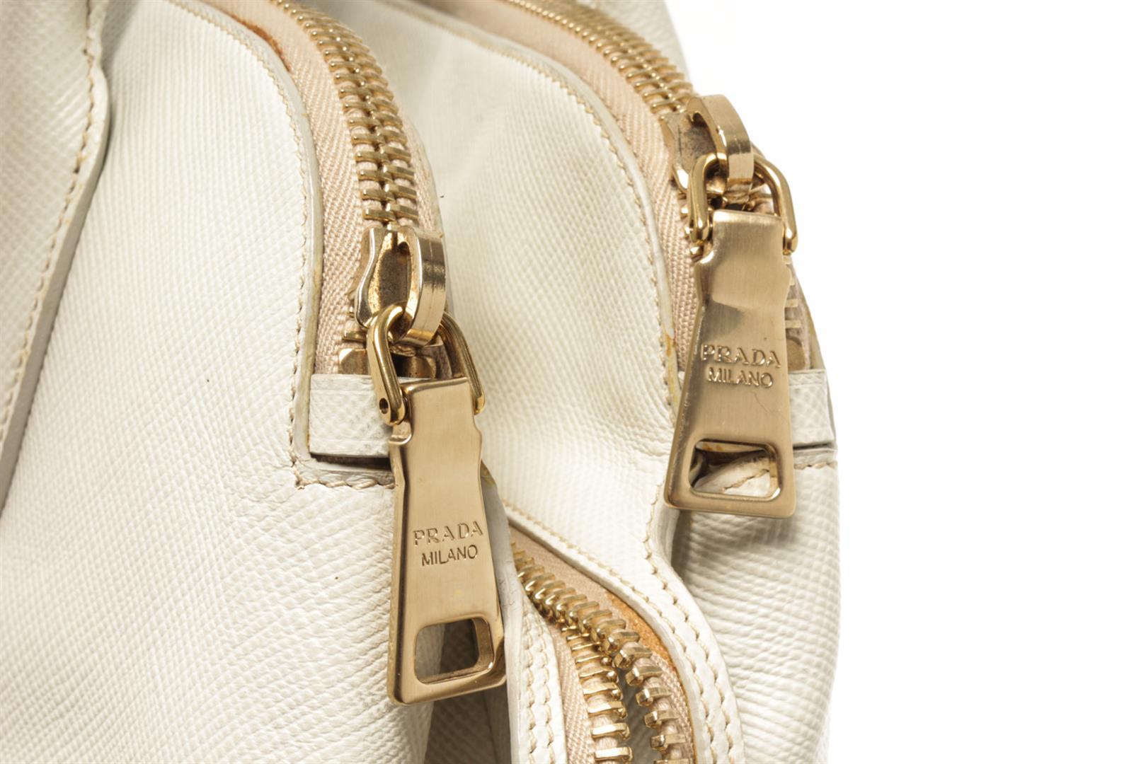 Prada White Leather Tote Bag