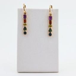 5.16 ctw Multi-Color Sapphire 14K Yellow Gold Earrings