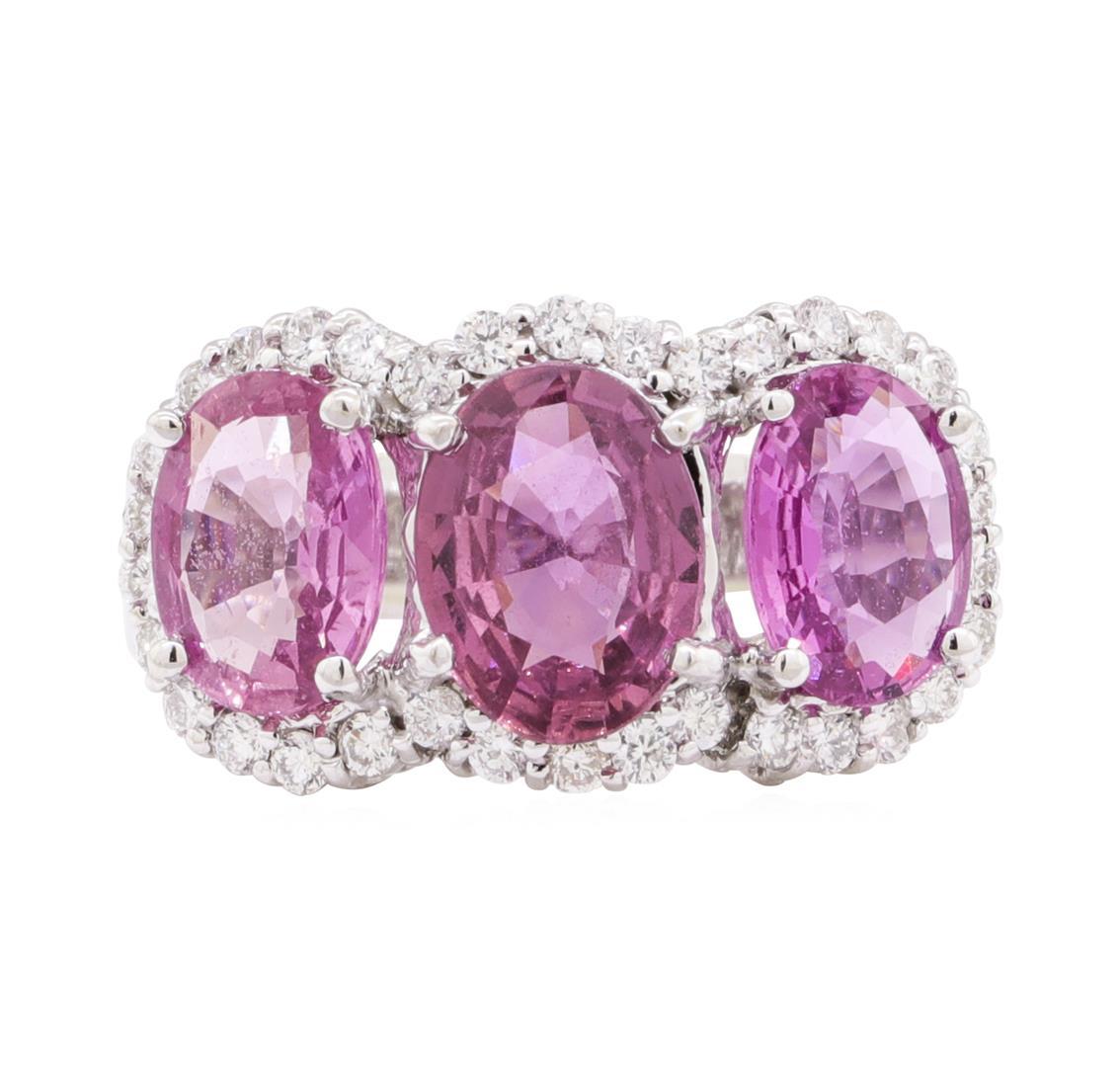 4.67 ctw Pink Sapphire and Diamond Ring - 14KT White Gold