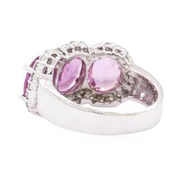 4.67 ctw Pink Sapphire and Diamond Ring - 14KT White Gold