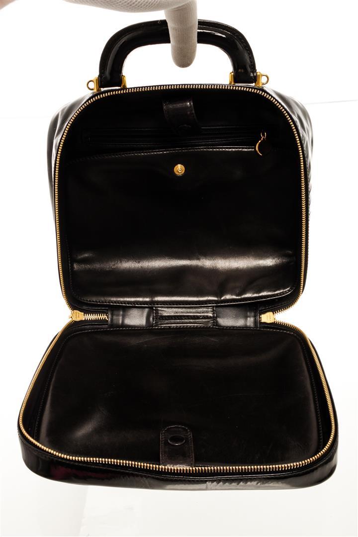 Chanel Black Patent Leather CC Vanity Case