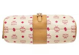 MCM Duffle Mini In White/Tan Coated Canvas Shoulder Bag