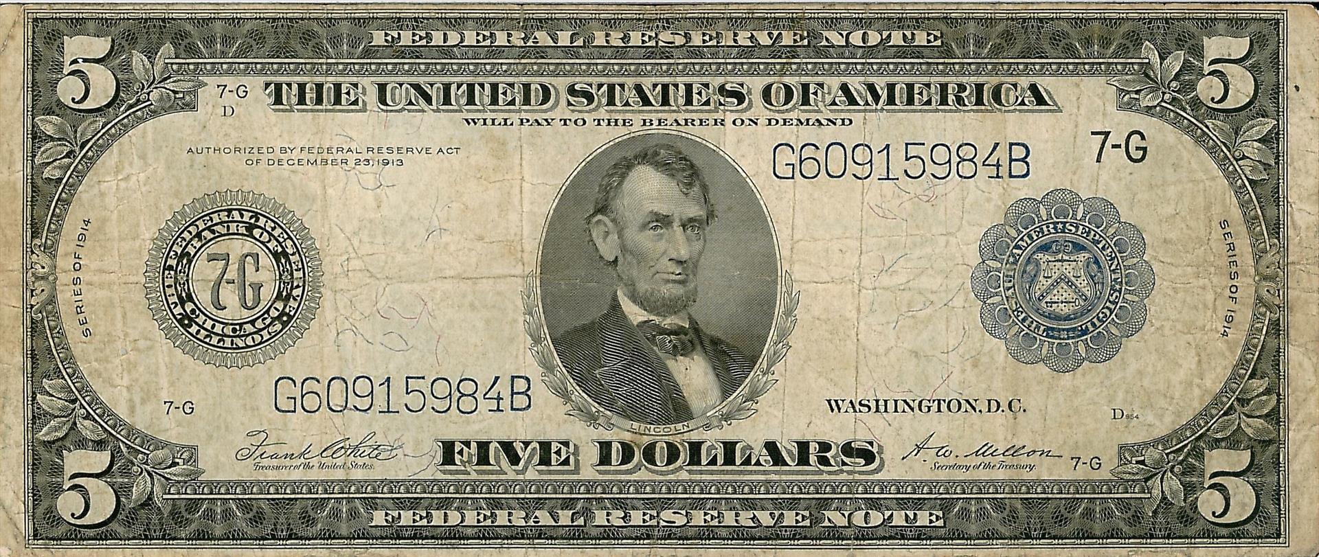 1914 $5 Federal Reserve Bank Note