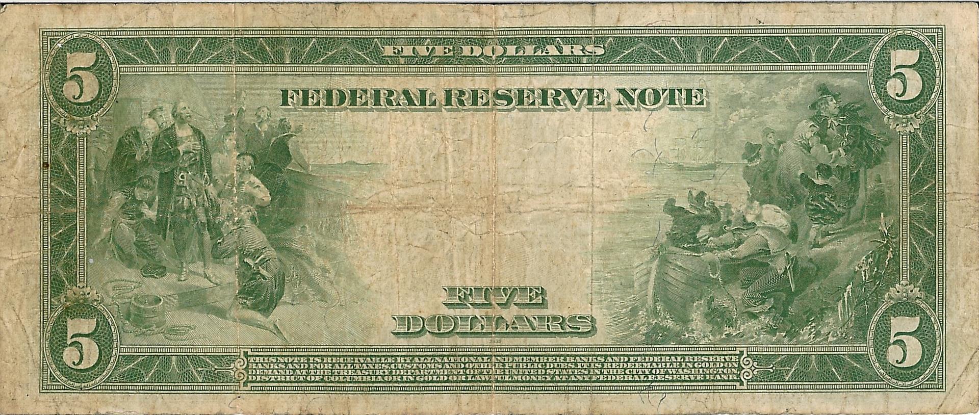 1914 $5 Federal Reserve Bank Note