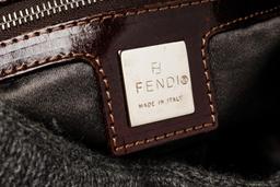 Fendi Black Denim Mamma Baguette Hobo Bag