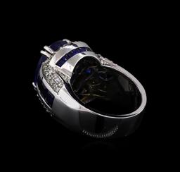 12.45 ctw Sapphire and Diamond Ring - 14KT White Gold