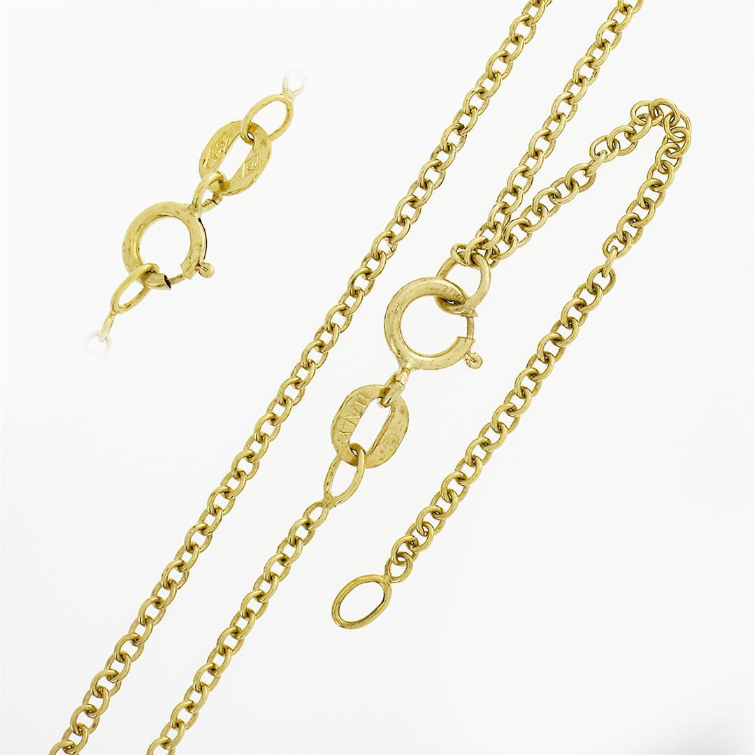 18k Gold 0.12 ctw Bezel Diamond Golden Pearl Dangle Dual Cable Link Chain Neckla