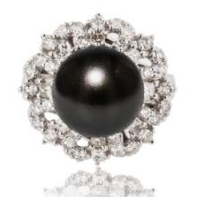 12.40mm South Sea Pearl and 1.25 ctw Diamond Platinum Ring