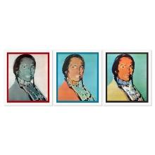 American Indian Series 3 Piece Set (Red, Blue & Black) by Warhol (1928-1987)