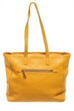 Prada Yellow Leather Front Pocket Tote Bag