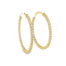 2.50 ctw Diamond Hoop Earrings - 14KT Yellow Gold