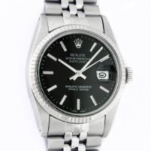 Rolex Stainless Steel Black Index 36mm Datejust Wristwatch