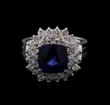 2.70 ctw Tanzanite and Diamond Ring - 14KT White Gold