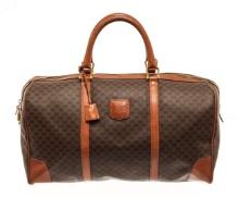 Celine Brown Macadam Pattern Logo Embossed Big Boston Bag