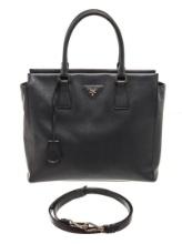 Prada Black Saffiano 2 Way Tote Bag