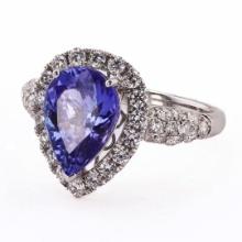 2.66 ctw Tanzanite and 0.71 ctw Diamond 14K White Gold Ring