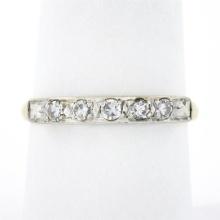 Antique 14k TT Gold 0.30 ctw Old Single Cut Pave Diamond Stack Wedding Band Ring