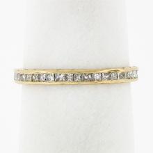 Vintage 18k Gold 0.85 ctw Channel Princess Cut Diamond Eternity Wedding Band Rin