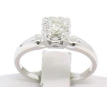 Vintage 14k White Gold 0.18 ctw Round Diamond Illusion Set Solitaire Ring