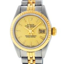 Rolex Ladies 2T Yellow Gold & Stainless Steel Champagne Index Wristwatch 26MM