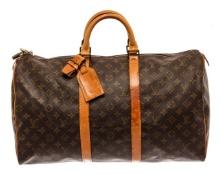 Louis Vuitton Brown Monogram Canvas Keepall 50 Travel Bag