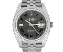 Rolex Mens Stainless Steel 41MM Wimbledon Dial Datejust With Box And Card
