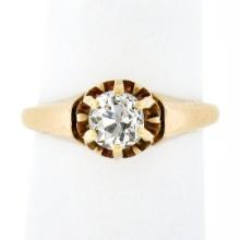 Antique Victorian 18k Gold 0.65 ctw Old Mine Prong Set Diamond Engagement Ring