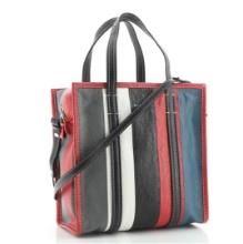 Balenciaga Bazar Convertible Tote Striped Leather Small Blue, Multicolor, Red, W