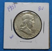 1951 Franklin Half Silver Dollar