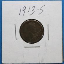 1913 S Lincoln Wheat Penny Cent