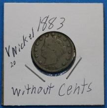 1883 Liberty Head Nickel without Cents