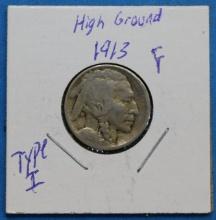 1913 Indian Head Buffalo Nickel Variety 1 High Ground