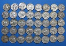 Lot of 40 90% Silver Washington Quarters $10 Face Value