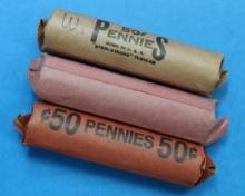 3 ROLLS OF WHEAT PENNIES - 150 PENNIES TOTAL