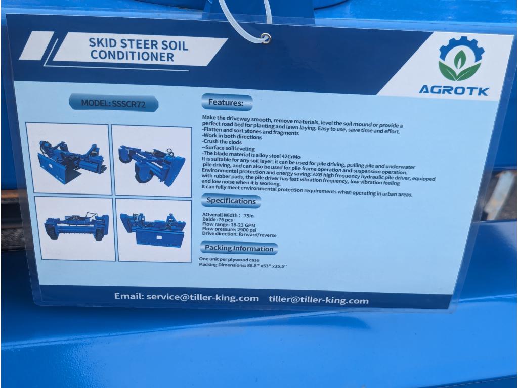 Agrotk SSSCR72 Skid Steer Soil Conditioner