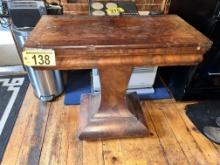 ANTIQUE GAME/CARD TABLE, 34" X 17", NEEDS REPAIR