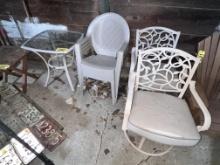 LOT: 3-PC PATIO SET & 4-PLASTIC STACKING PATIO CHAIRS