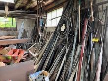 STEEL LOT IN MACHINE SHOP: REBAR, ANGLE, FLAT, BAR STOCK, ROUND STOCK