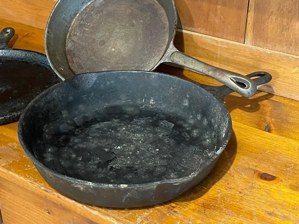 Made in USA OG Cast Iron Griddle and Two Unmarked Fry Pans