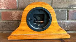 Westminster Chime Clock (Battery) and Chipped Bowl Half Full of Pennies