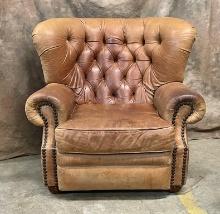 Comfortable Vintage Light Brown Leather Armchair