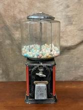Antique Cast Metal & Glass Gum Ball Machine