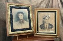 Lot Of 2 Victorian Oak Framed Portraits